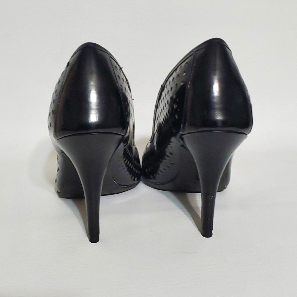 Christian Siriano Black Perforated Patent Leather Pumps - Picture 4 of 6